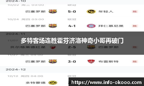 多特客场连胜霍芬济洛神奇小哥再破门